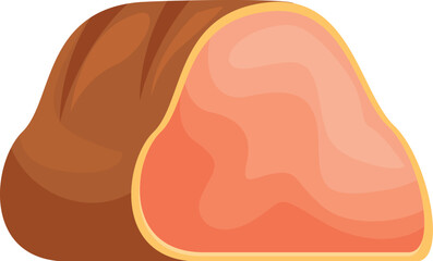 Cartoon icon of a big piece of ham with fat, showing its juicy texture