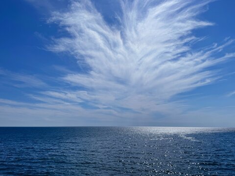 Blue sea and beautiful cloud in the sky