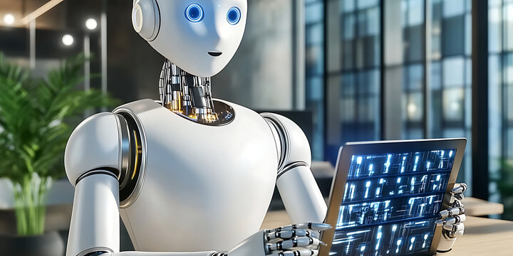 Robot autonome travaillant dans un bureau moderne