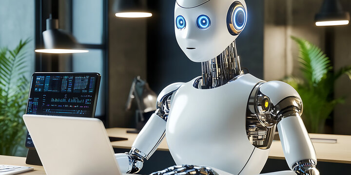 Robot humano&iuml;de dans un espace de travail moderne