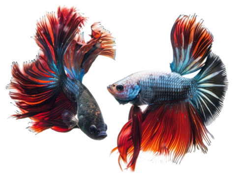 PNG Colorful betta fish swimming gracefully.