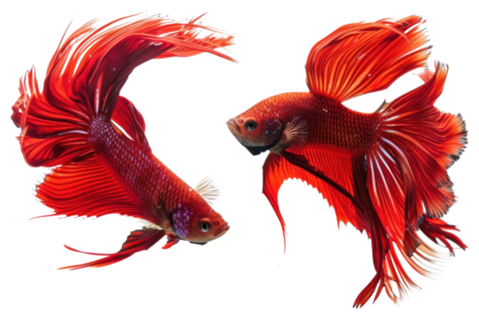 PNG Vibrant red Betta fish swimming