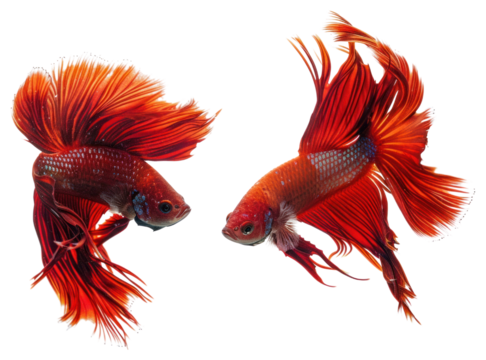 PNG Vibrant red betta fish pair