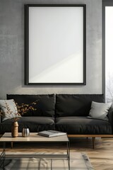 Minimalist and Modern Living Room with Sleek Furniture and Warm Lighting