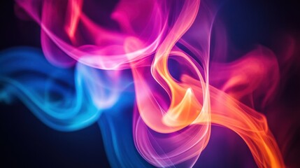 Abstract colorful smoke swirls in vibrant hues of pink, blue, and orange against a dark background.
