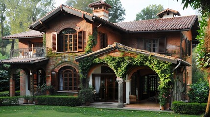 Elegant Brick Home with Lush Greenery