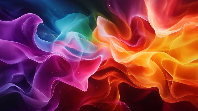 A mesmerizing abstract artwork depicting vibrant, flowing swirls of color against a dark background. The colors suggest a celestial tapestry, representing the cosmos, energy, and the beauty of the unk