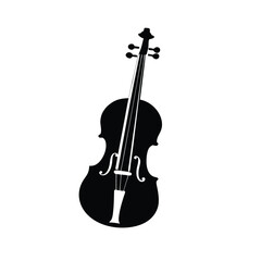 Fototapeta premium a simple vintage music violin icon, black color vector silhouette