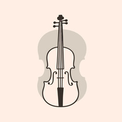 Fototapeta premium a simple vintage music violin icon, black color vector silhouette