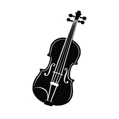 a simple vintage music violin icon, black color vector silhouette