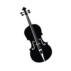 Fototapeta premium a simple vintage music violin icon, black color vector silhouette