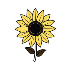a sunflower silhouette vector art illustration, isolated white background 