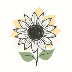 Fototapeta premium a sunflower silhouette vector art illustration, isolated white background 