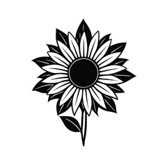 Fototapeta premium a sunflower silhouette vector art illustration, isolated white background 