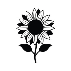 Fototapeta premium a sunflower silhouette vector art illustration, isolated white background 