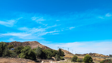 Murietta, CA, USA - September 11, 2024: Smoke for the Airport fire floats over Menifee, California
