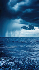 Fototapeta premium Dark clouds gather over ocean, signaling an impending rainstorm