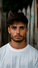 White Male His Twenties With Blue Eyes Blue Jea