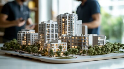 A miniature city model on display