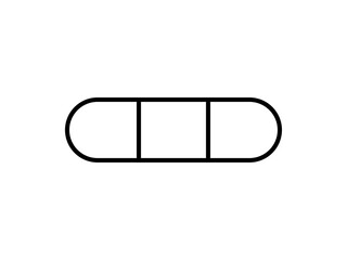 ミニマルな絆創膏アイコンE：丸端黒