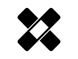 ミニマルな絆創膏ばってんアイコンA：長方形黒