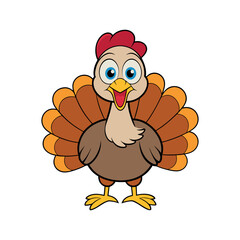 Cartoon cute Turkey Clipart isolated vector illustration