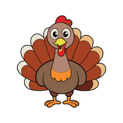 Cartoon cute Turkey Clipart isolated vector illustration