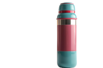 Stylish thermos bottle with a sleek matte finish and convenient carrying handle isolated on transparent background