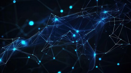 Abstract digital network visualization with glowing nodes and interconnected lines.