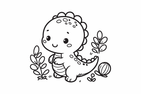 recommend clip art: Cute baby dinosaur outline image 6.eps