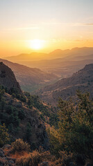 Fototapeta premium Breathtaking sunrise over Turkish mountains and valleys, showcasing natures beauty