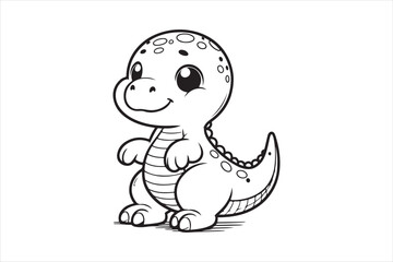 Cute baby dinosaur outline image 24.eps