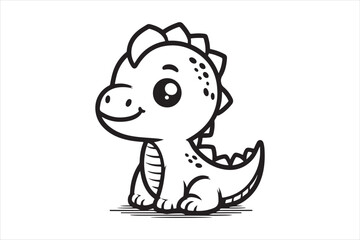 Cute baby dinosaur outline image 33.eps