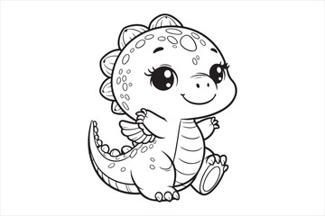 Cute baby dinosaur outline image 32.eps