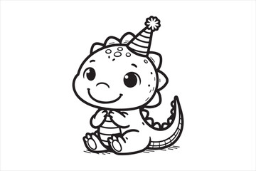 Cute baby dinosaur outline image 35.eps