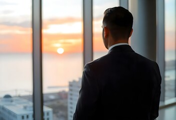 A Middle-Eastern man with short black hair, wearing a formal suit create with ai