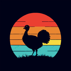 Cartoon Turkey Holding the American Flag Clipart isolated vector illustration