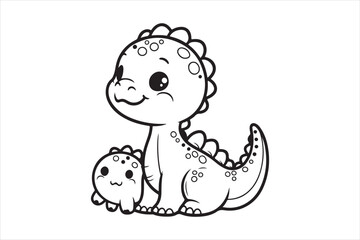 Cute baby dinosaur outline image 