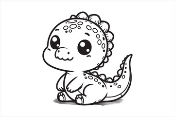 Cute baby dinosaur outline image 