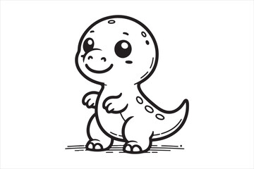 Cute baby dinosaur outline image 