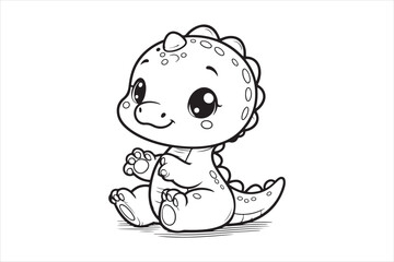 Cute baby dinosaur outline image 