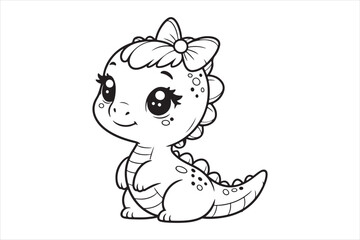 Cute baby dinosaur outline image 