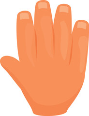 Cartoon hand showing four fingers gesture, isolated on white background