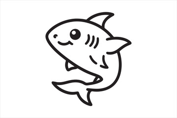 Cute baby shark outline silhouette