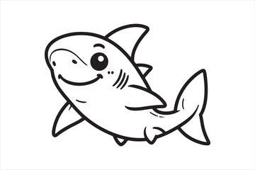 Cute baby shark outline silhouette