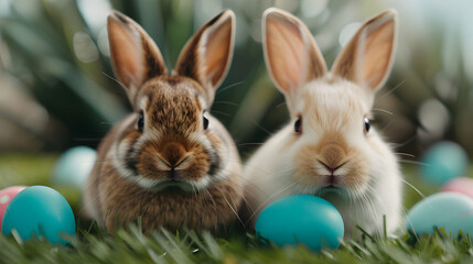 Fototapeta premium Wind Easter Rabbits The Grass Sty