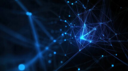 Abstract blue network visualization representing data connections and technology.