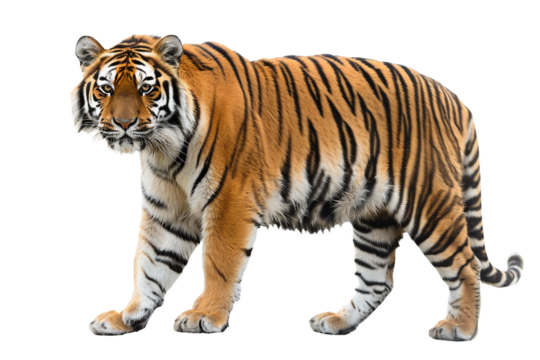 Fierce tiger with bared teeth and a commanding presence isolated on transparent background