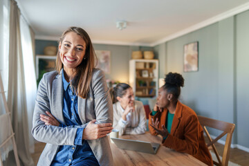 Fototapeta premium Confident Businesswoman in Home Office Setting