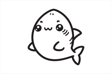 Cute baby shark outline silhouette